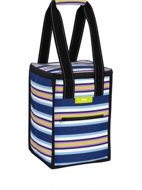 Scout Striped Tote Cooler Bag in Blue, White, Lime